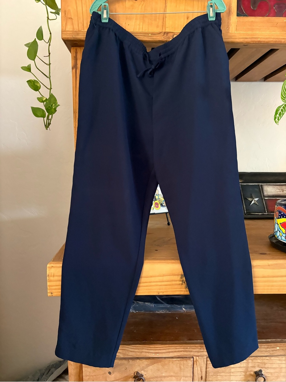 Plus Size Navy Drawstring Trousers - Picture 2 of 5